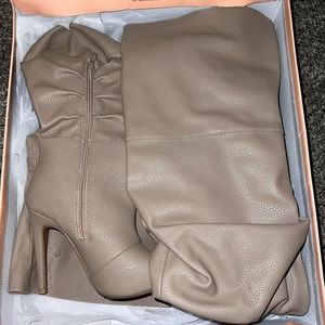 CIARA OVER THE KNEE SLOUCH BOOTS IN TAUPE